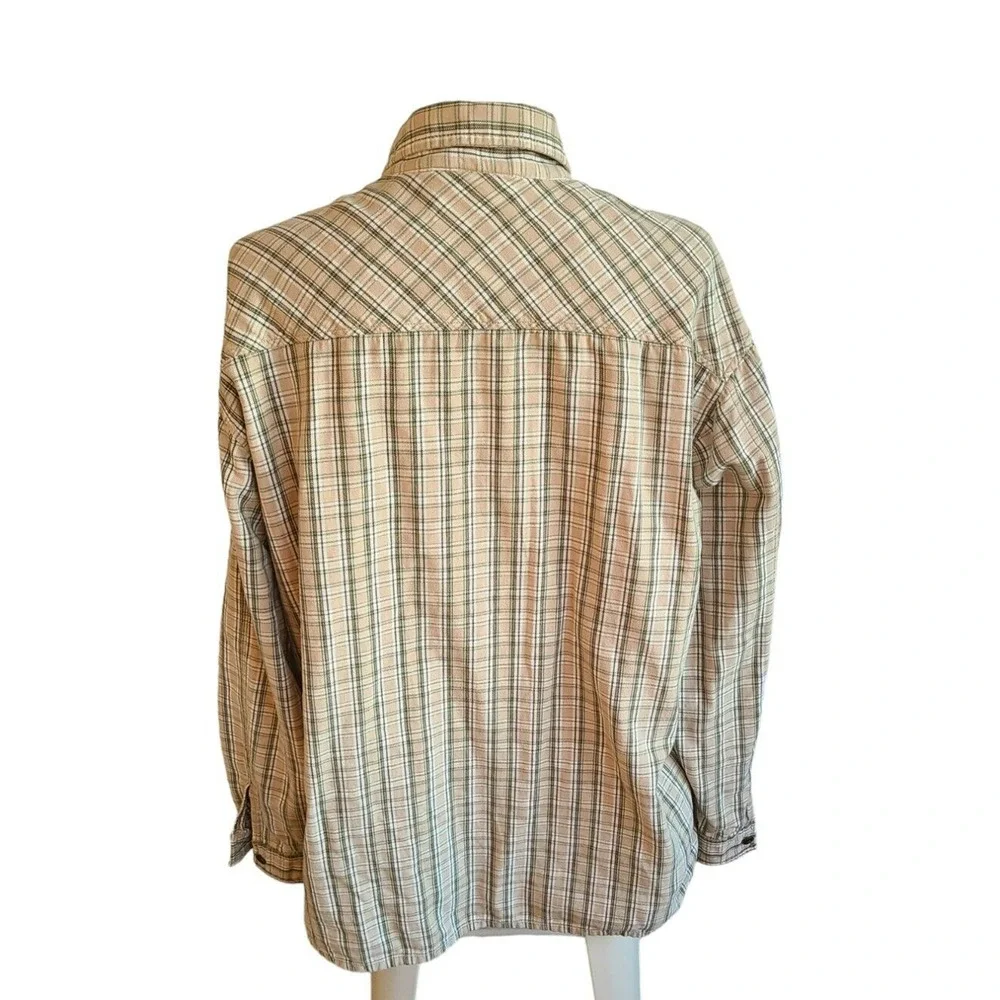 Levi Strauss & Co Mens XL Plaid Button Down Shirt Tan Green Long Sleeve Cotton